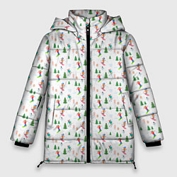 Куртка зимняя женская Зимний горнолыжный курорт, цвет: 3D-черный