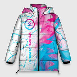 Женская зимняя куртка Ghost of Tsushima neon gradient style по-вертикали
