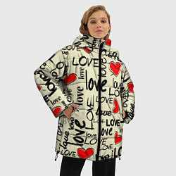 Куртка зимняя женская Abstraction of love, цвет: 3D-красный — фото 2