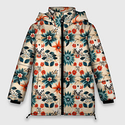 Женская зимняя куртка Цветочный узор паттерн
