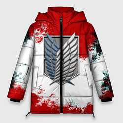 Куртка зимняя женская Атака титанов аниме краски, цвет: 3D-красный