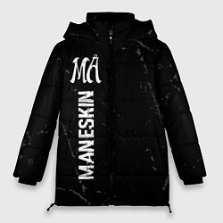 Женская зимняя куртка Maneskin glitch на темном фоне по-вертикали