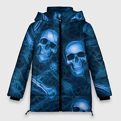 Женская зимняя куртка Синие черепа и кости