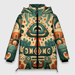 Женская зимняя куртка Абстрактный узор в мексиканском фолк-арт стиле