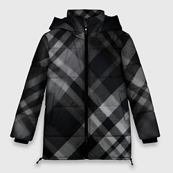 Женская зимняя куртка Черно-белая диагональная клетка в шотландском стил
