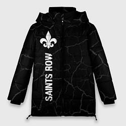 Женская зимняя куртка Saints Row glitch на темном фоне по-вертикали