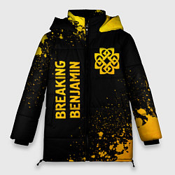 Куртка зимняя женская Breaking Benjamin - gold gradient вертикально, цвет: 3D-черный