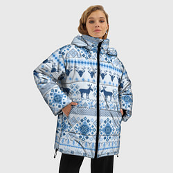 Куртка зимняя женская Blue sweater with reindeer, цвет: 3D-черный — фото 2