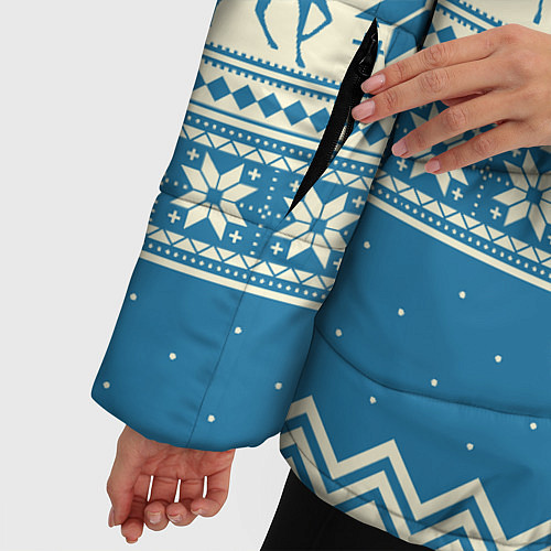 Женская зимняя куртка Sweater with deer on a blue background / 3D-Светло-серый – фото 5