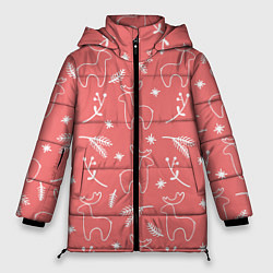 Женская зимняя куртка Рождественский принт с оленями