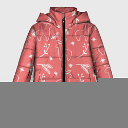 Куртка зимняя женская Рождественский принт с оленями, цвет: 3D-светло-серый
