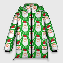 Женская зимняя куртка Дед Мороз на зеленом фоне