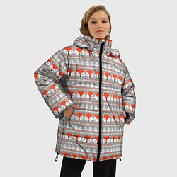 Куртка зимняя женская Рыжая лиса- зимний патерн, цвет: 3D-светло-серый — фото 2