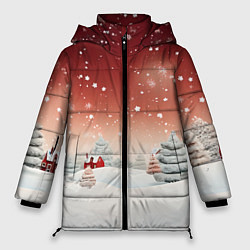 Куртка зимняя женская Огни рождественского города, цвет: 3D-черный