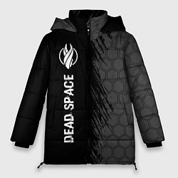 Женская зимняя куртка Dead Space glitch на темном фоне по-вертикали