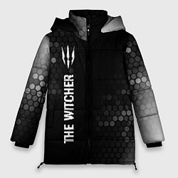 Куртка зимняя женская The Witcher glitch на темном фоне по-вертикали, цвет: 3D-черный