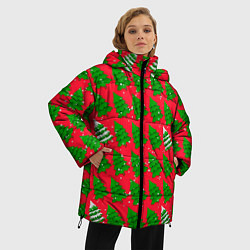 Куртка зимняя женская Рождественские ёлки, цвет: 3D-светло-серый — фото 2