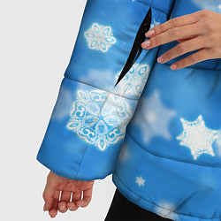 Куртка зимняя женская Декоративные снежинки на синем, цвет: 3D-черный — фото 2