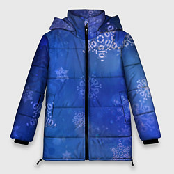 Женская зимняя куртка Декоративные снежинки на фиолетовом