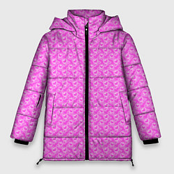 Куртка зимняя женская Маленькие сердечки паттерн розовый, цвет: 3D-черный