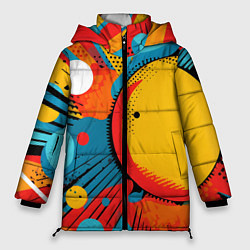 Куртка зимняя женская Поп-арт абстракция, цвет: 3D-красный