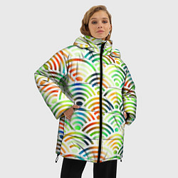 Куртка зимняя женская Белая рыба - чешуя-волна, цвет: 3D-красный — фото 2