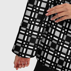 Куртка зимняя женская Черно белый геометрический клетчатый узор, цвет: 3D-светло-серый — фото 2