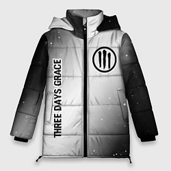 Женская зимняя куртка Three Days Grace glitch на светлом фоне вертикальн