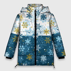 Куртка зимняя женская Снежинки новогодние, цвет: 3D-черный