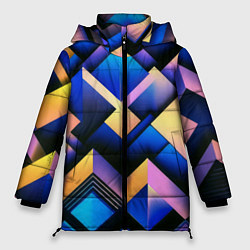 Куртка зимняя женская Неоновые абстрактные горы, цвет: 3D-светло-серый