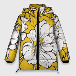 Женская зимняя куртка Японский паттерн цветов