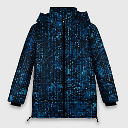 Куртка зимняя женская Синие точки на чёрном фоне, цвет: 3D-черный