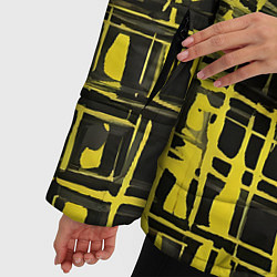 Куртка зимняя женская Смазанная краска чёрная и жёлтая, цвет: 3D-светло-серый — фото 2