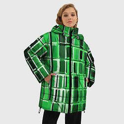 Куртка зимняя женская Зелёные прямоугольники, цвет: 3D-черный — фото 2