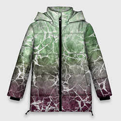 Женская зимняя куртка Абстракция - spider web on purple-green background