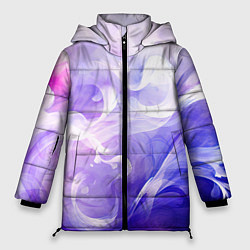 Женская зимняя куртка Белые узоры на абстрактном фиолетовом фоне