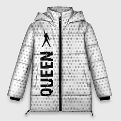 Куртка зимняя женская Queen glitch на светлом фоне по-вертикали, цвет: 3D-черный