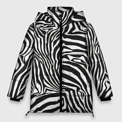 Женская зимняя куртка Шкура зебры черно - белая графика