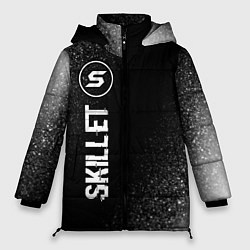 Женская зимняя куртка Skillet glitch на темном фоне по-вертикали
