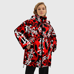 Куртка зимняя женская Карате киокушинкай лого паттерн, цвет: 3D-красный — фото 2