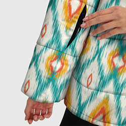 Куртка зимняя женская Геометрический узор икат - орнамент народов узбеки, цвет: 3D-черный — фото 2