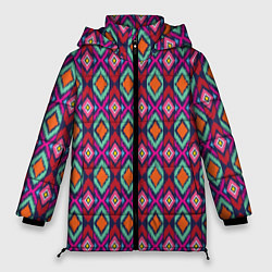 Женская зимняя куртка Узор имитация ткань икат розового цвета