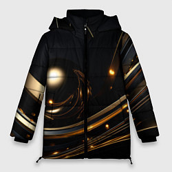 Куртка зимняя женская Абстракция золотого на черном, цвет: 3D-красный