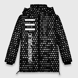 Женская зимняя куртка OneRepublic glitch на темном фоне по-вертикали