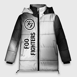 Куртка зимняя женская Foo Fighters glitch на светлом фоне по-вертикали, цвет: 3D-черный
