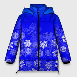 Куртка зимняя женская Снежинки на синем, цвет: 3D-черный