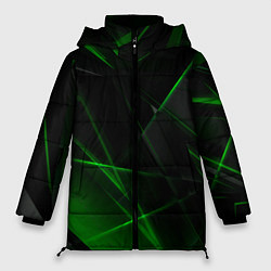 Куртка зимняя женская Зелёные узоры текстура, цвет: 3D-черный