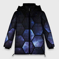 Куртка зимняя женская Космические соты - геометрия, цвет: 3D-красный
