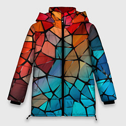 Женская зимняя куртка Красно-синяя витражная мозаика