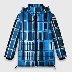 Куртка зимняя женская Синие прямоугольники, цвет: 3D-светло-серый